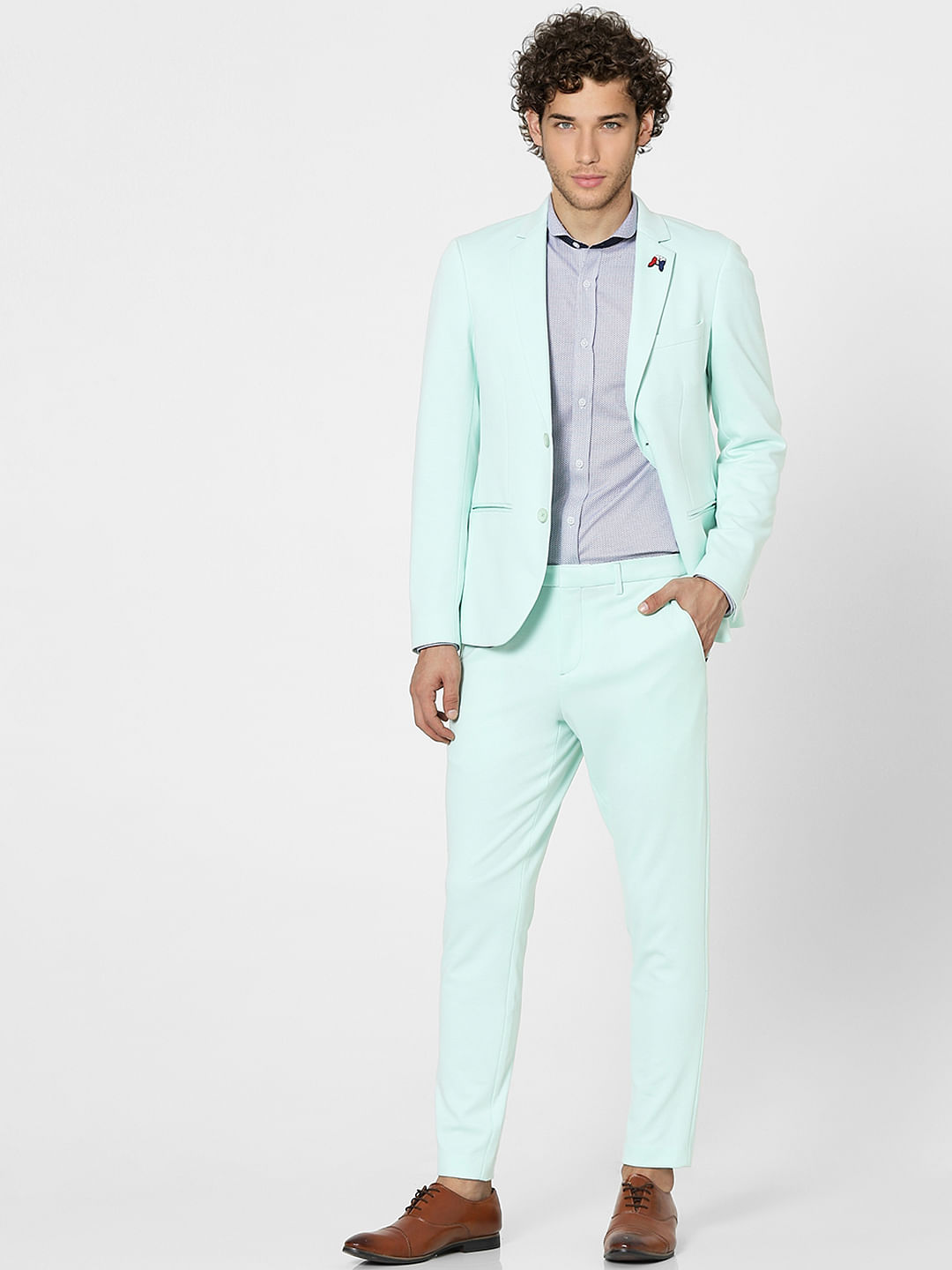 Green Mid Rise Formal Trousers