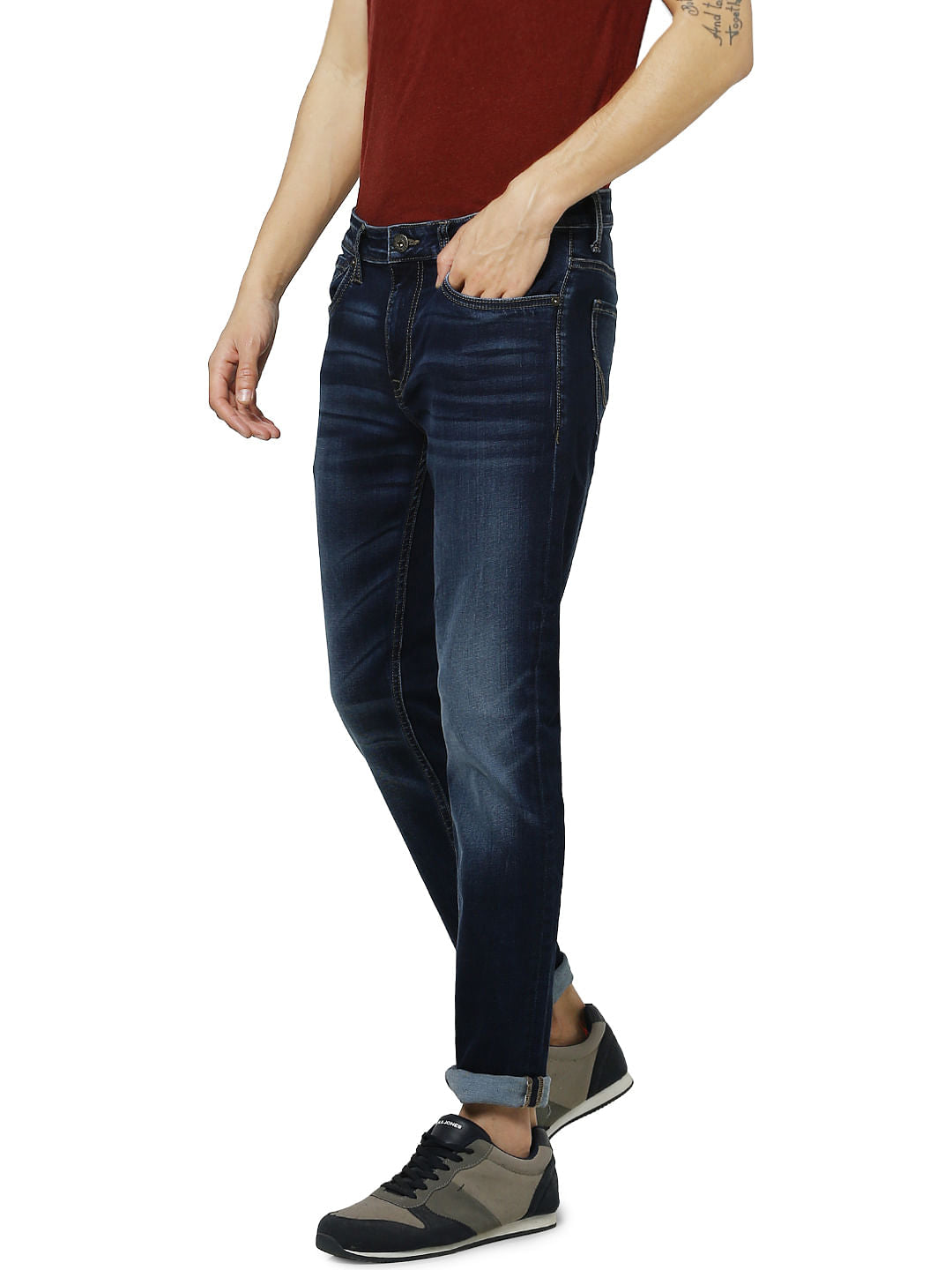 Blue Low Rise Ben Washed Skinny Fit Jeans