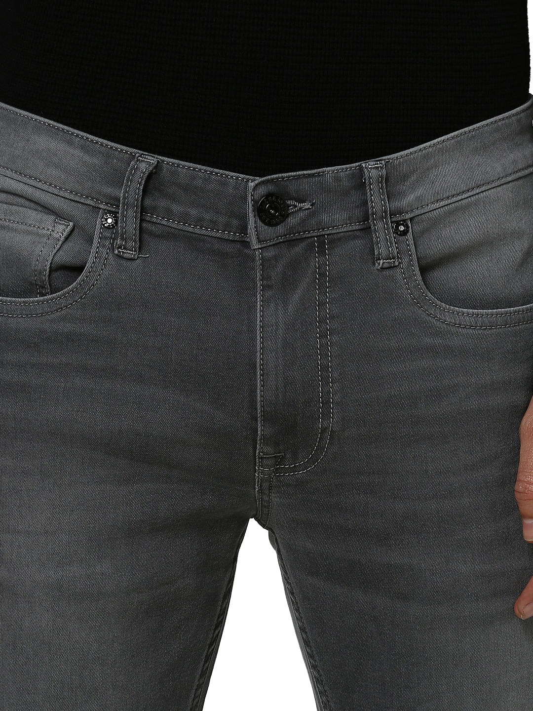 Grey Low Rise Ben Washed Skinny Fit Jeans
