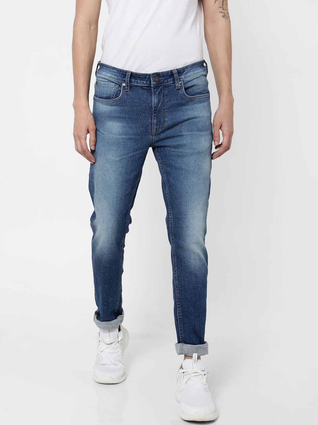 Blue Low Rise Ben Washed Skinny Fit Jeans