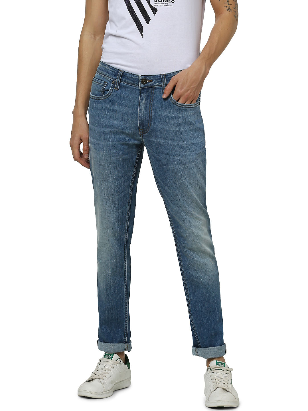 Blue Low Rise Ben Washed Skinny Fit Jeans