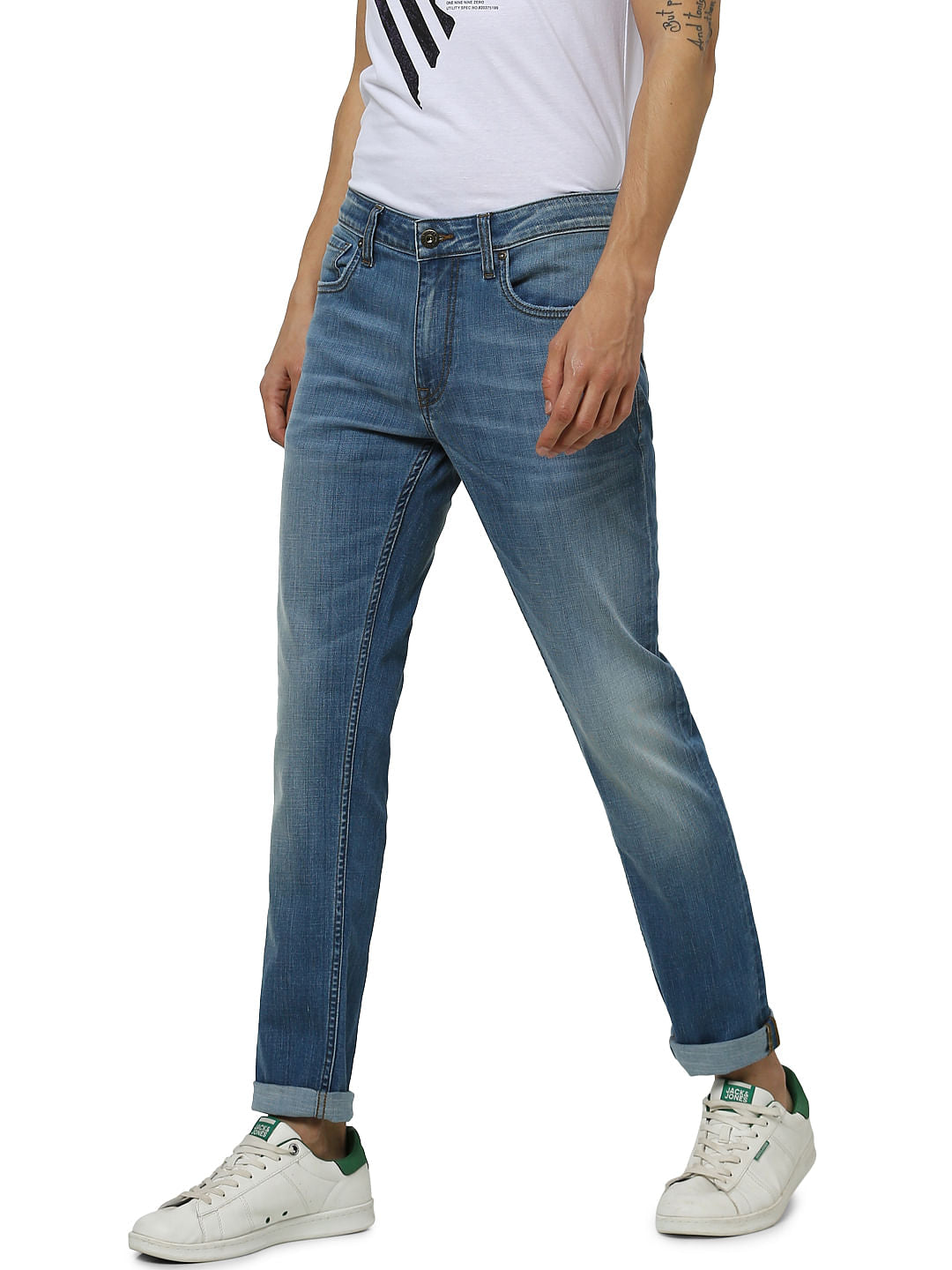Blue Low Rise Ben Washed Skinny Fit Jeans