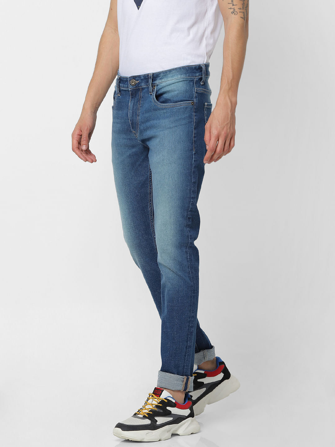 Blue Low Rise Ben Washed Skinny Fit Jeans