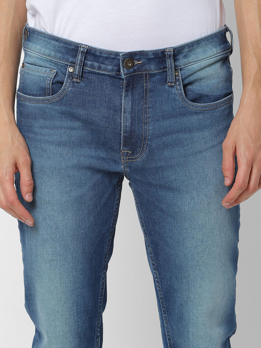 Blue Low Rise Ben Washed Skinny Fit Jeans