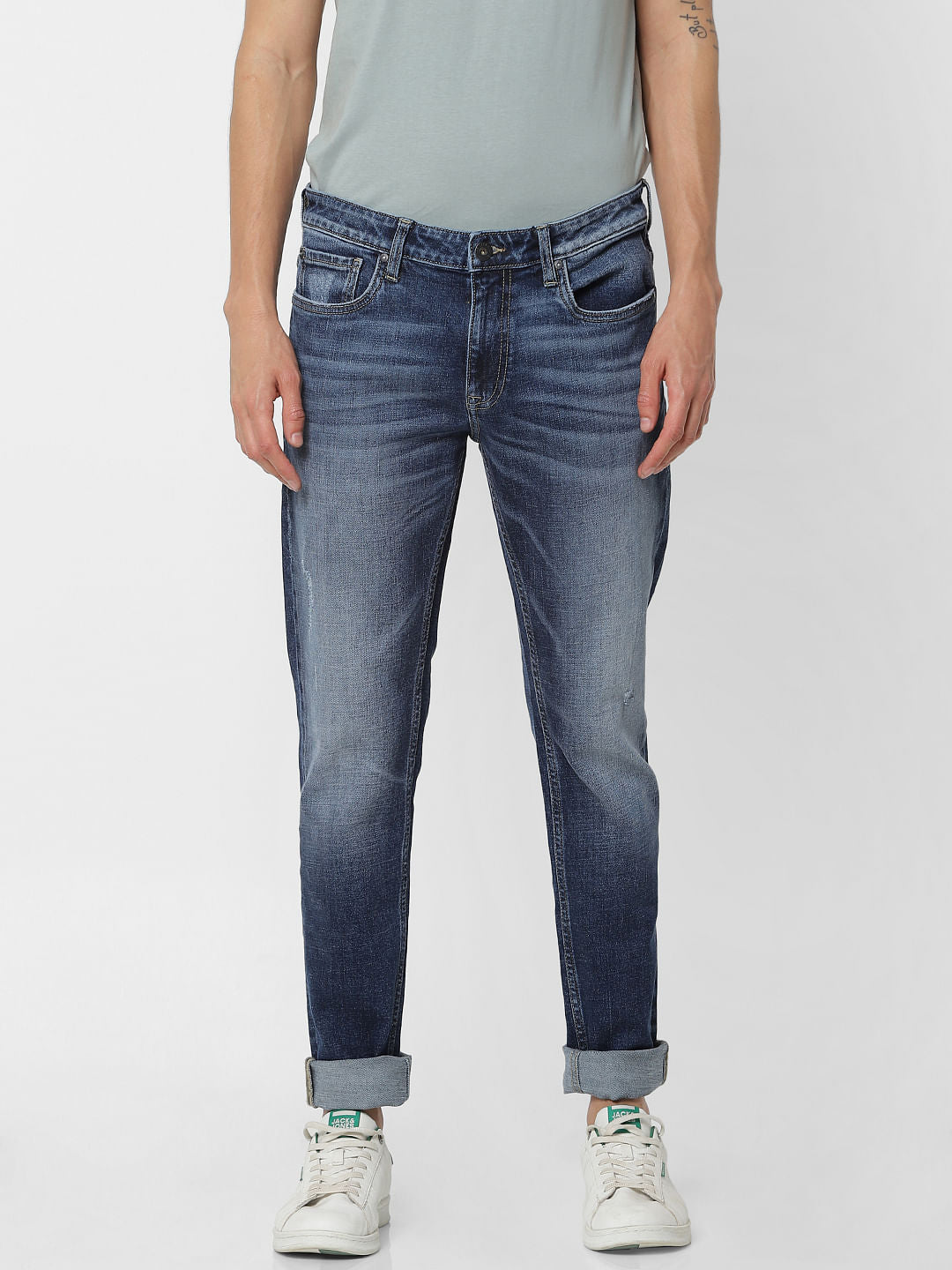 Blue Low Rise Ben Washed Skinny Fit Jeans
