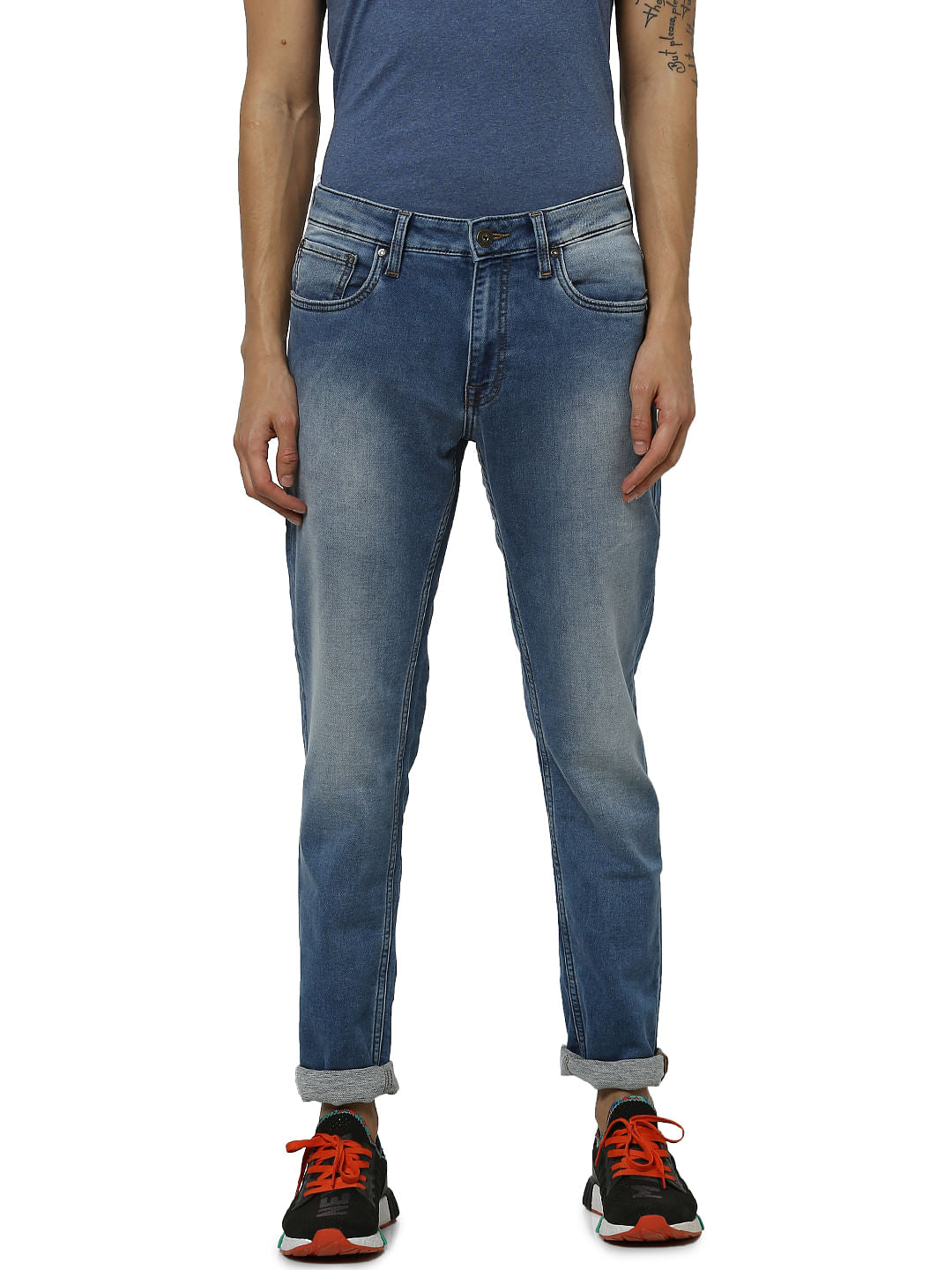 Blue Low Rise Ben Washed Skinny Fit Jeans