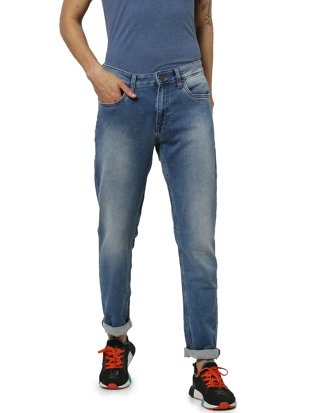 Blue Low Rise Ben Washed Skinny Fit Jeans