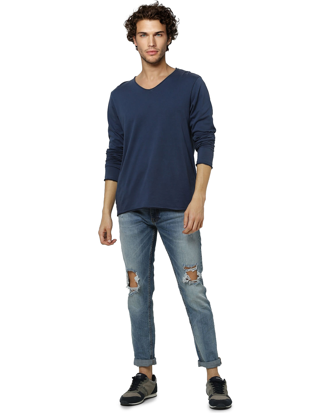 Light Blue Low Rise Ben Ripped Skinny Fit Jeans - 28/30