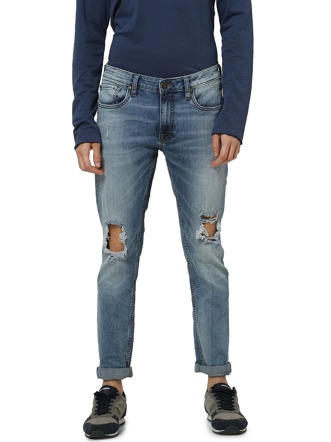 Light Blue Low Rise Ben Ripped Skinny Fit Jeans