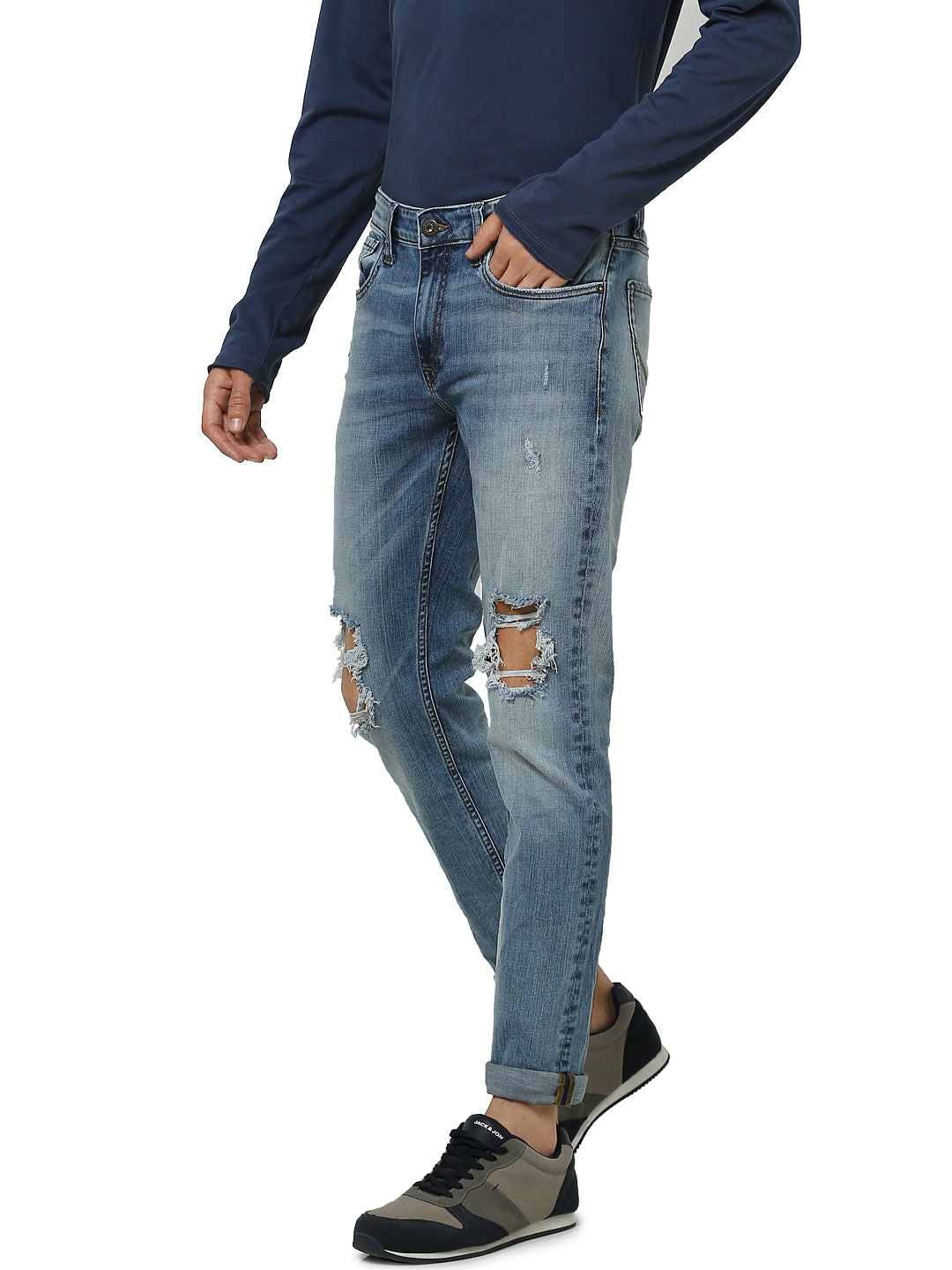 Light Blue Low Rise Ben Ripped Skinny Fit Jeans