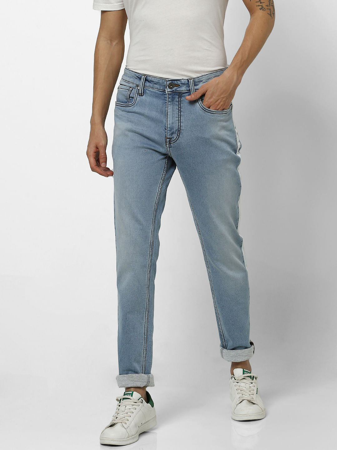Light Blue Low Rise Ben Tape Detail Skinny Fit Jeans