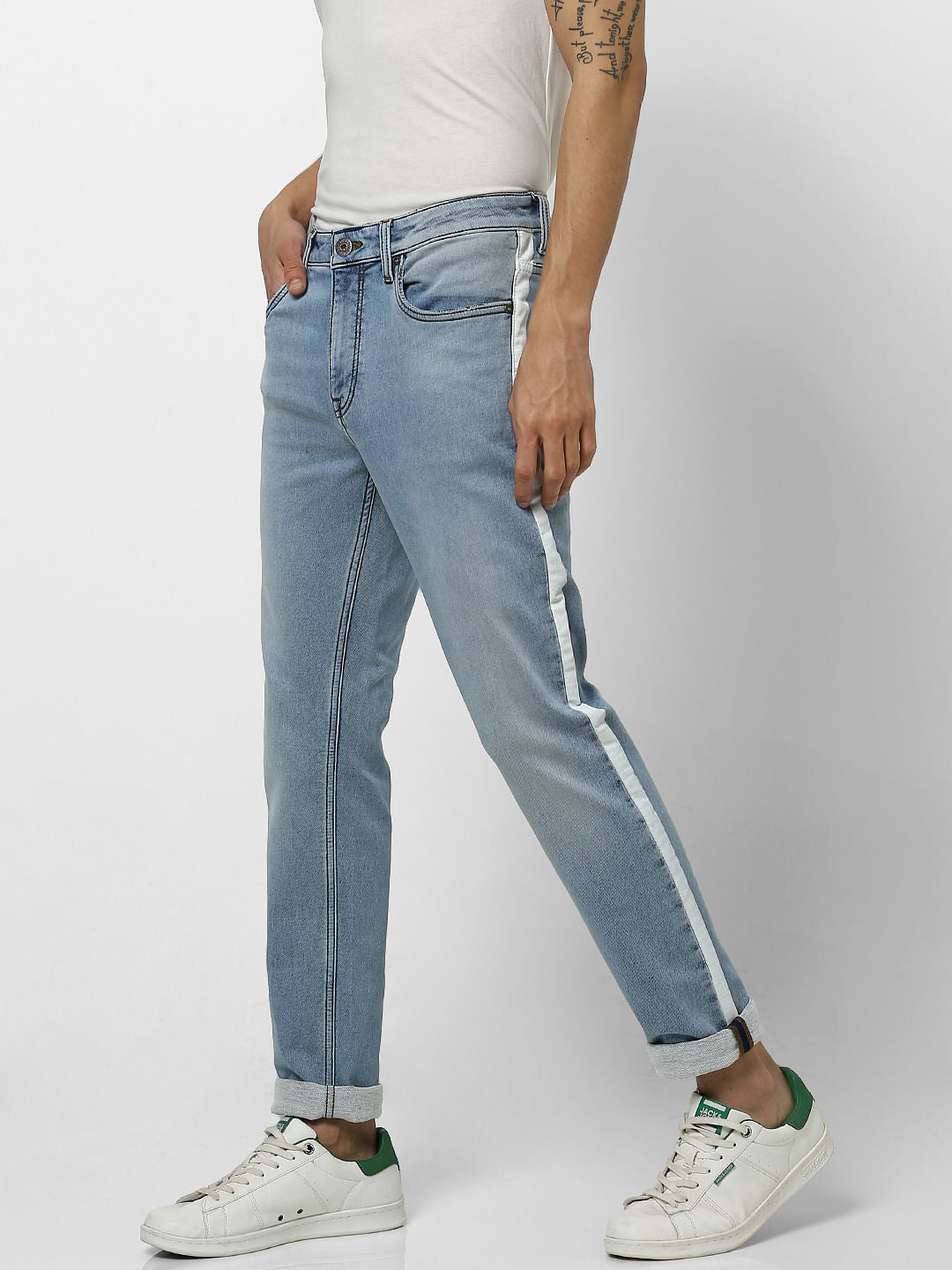 Light Blue Low Rise Ben Tape Detail Skinny Fit Jeans
