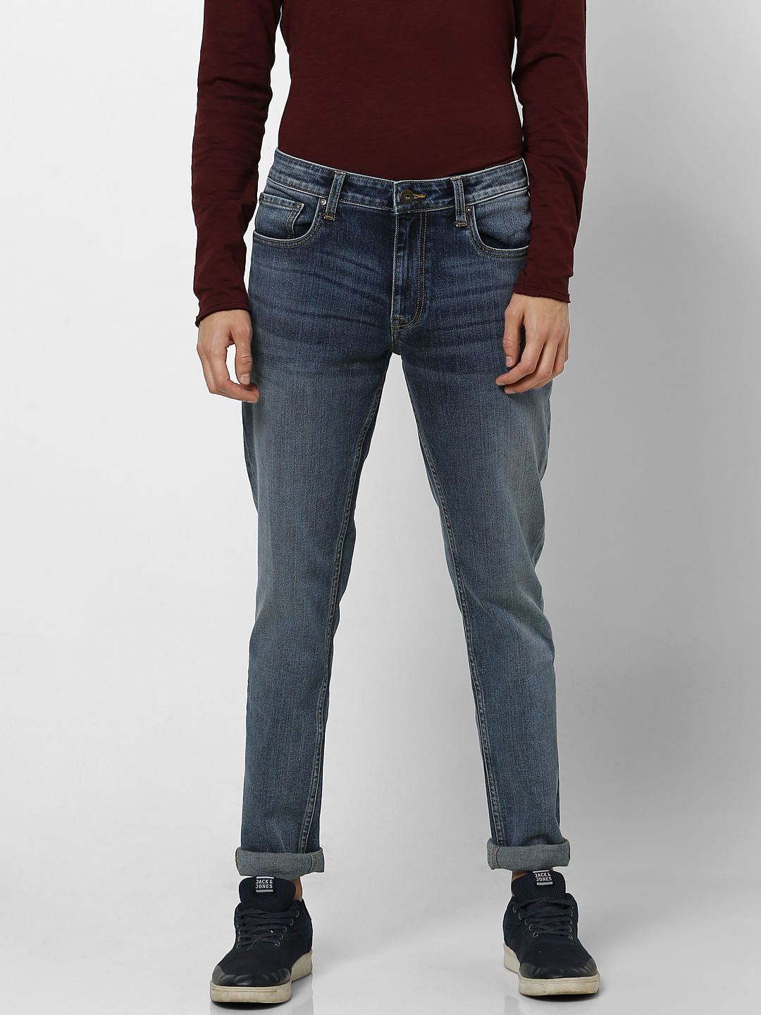 Blue Low Rise Ben Washed Skinny Fit Jeans