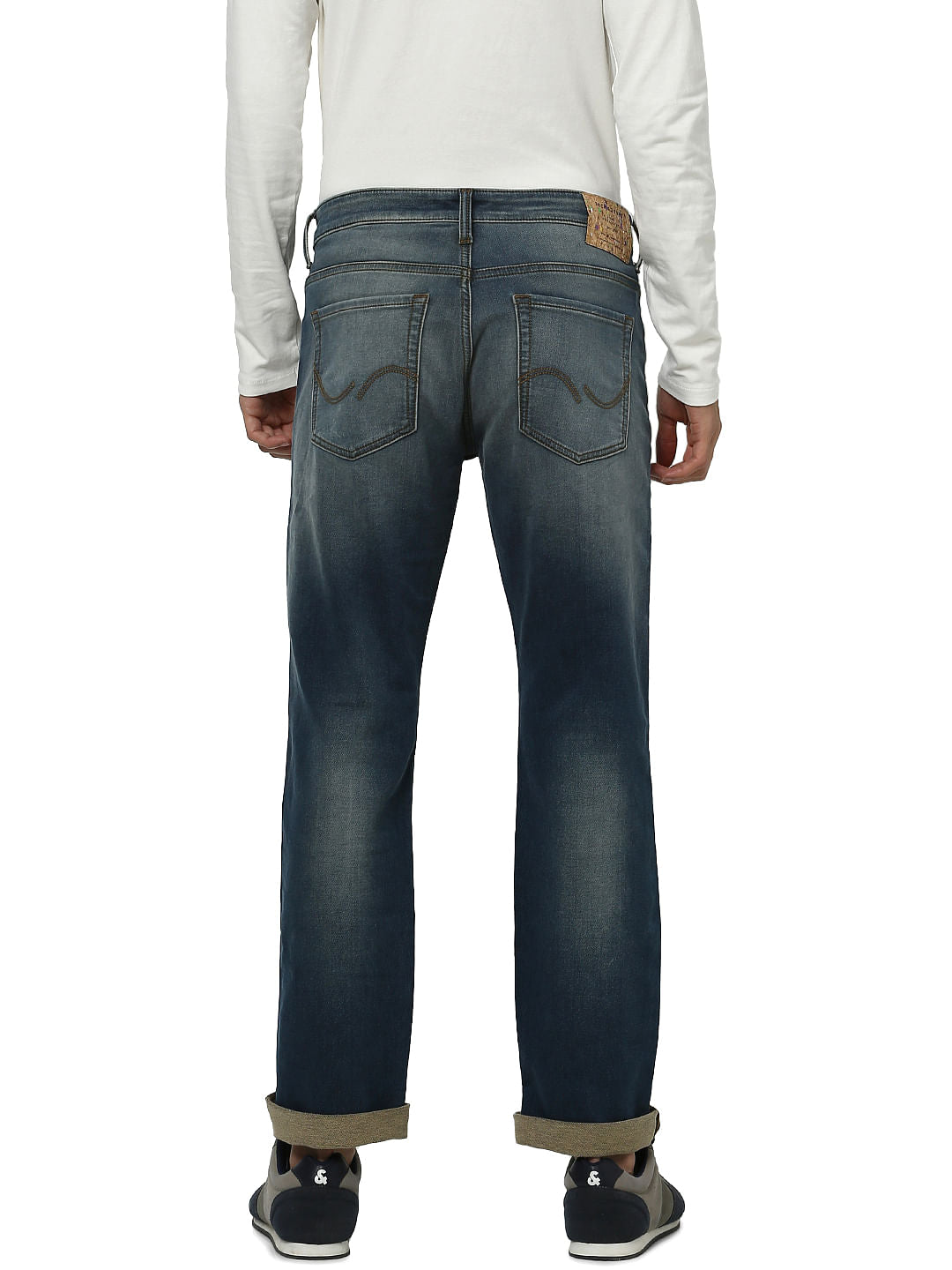 Dark Blue Low Rise Clark Washed Regular Fit Jeans