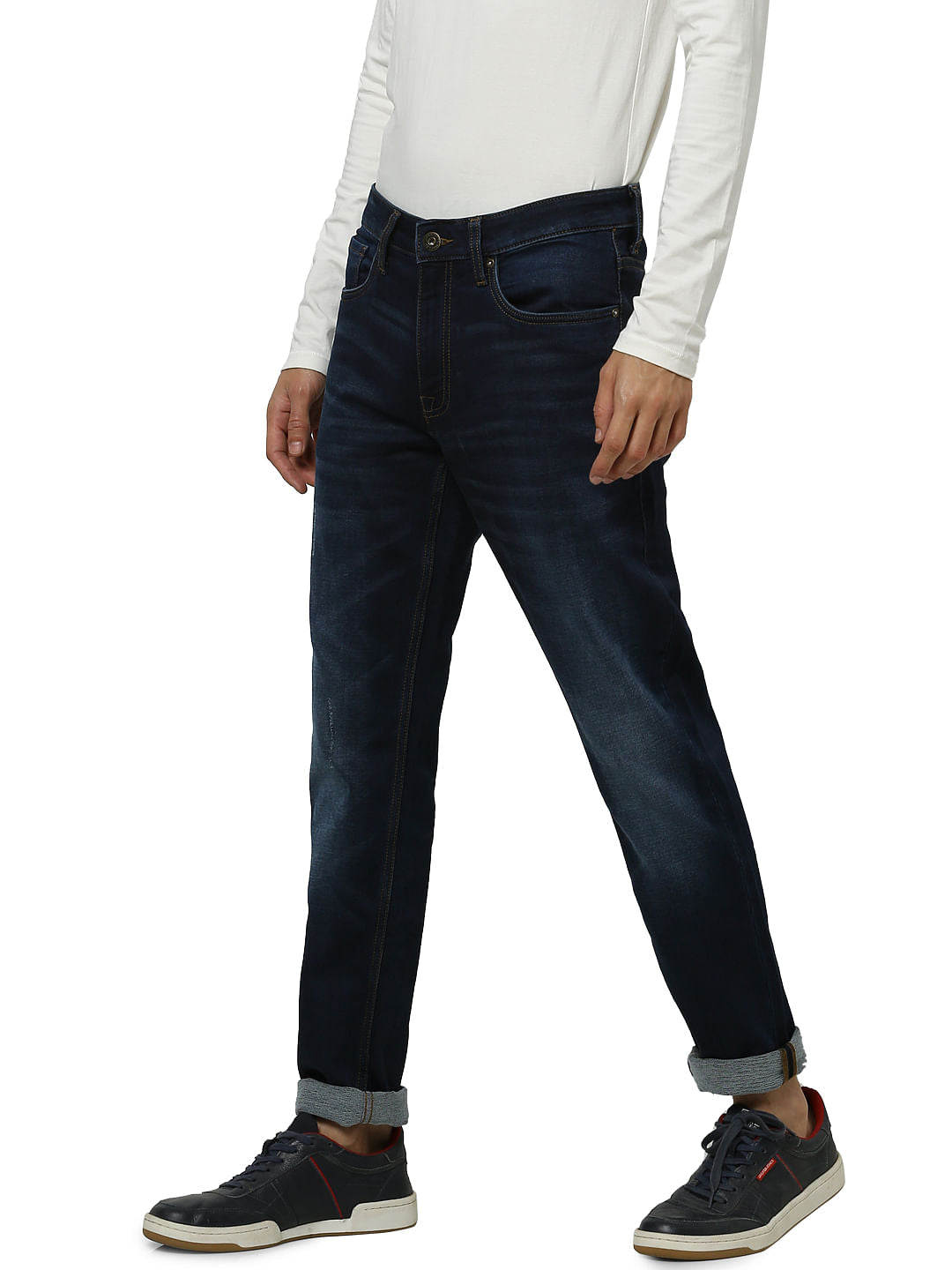 Blue Low Rise Glenn Distressed Slim Fit Jeans