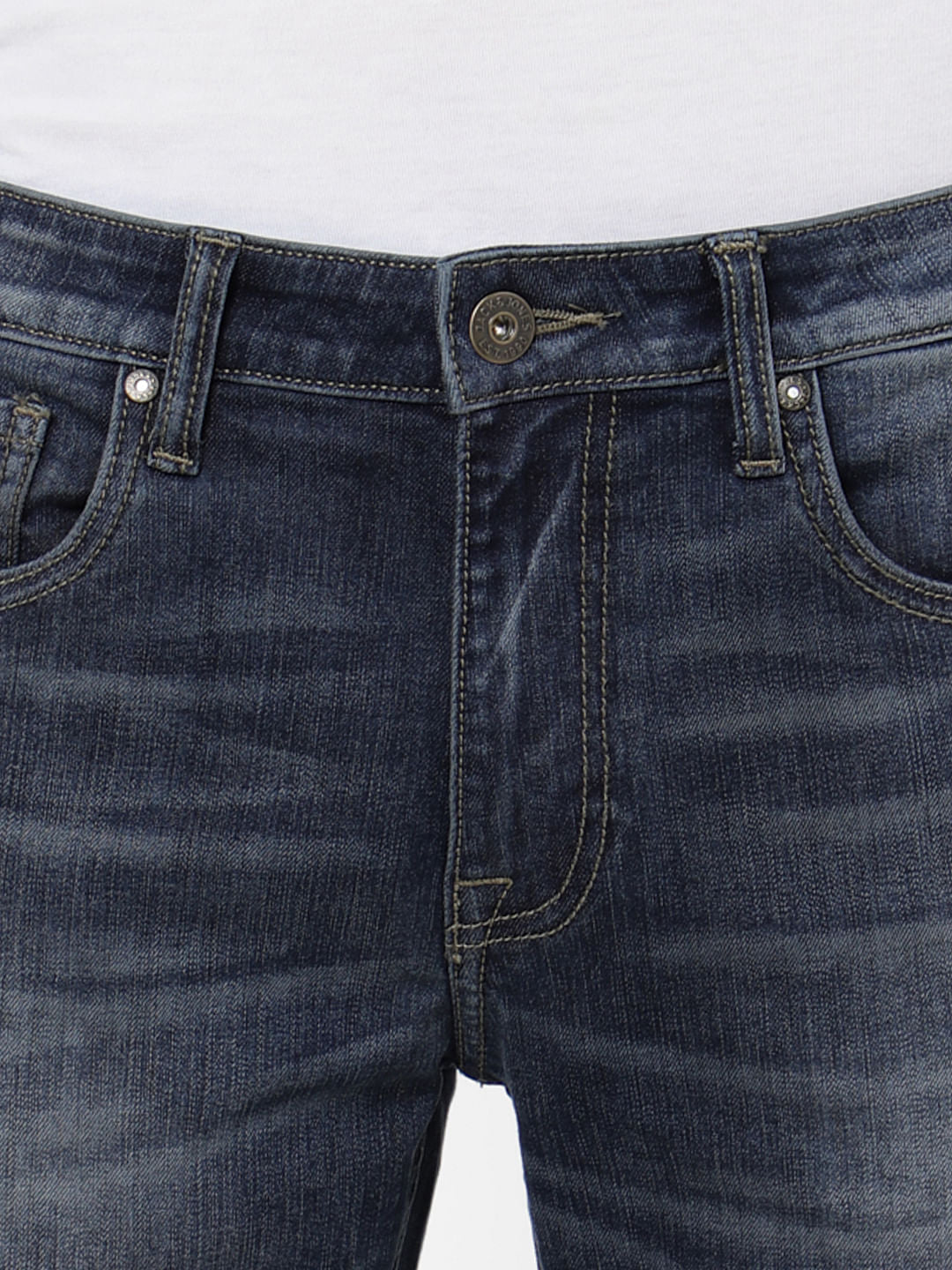 Blue Low Rise Washed Glenn Slim Fit Jeans