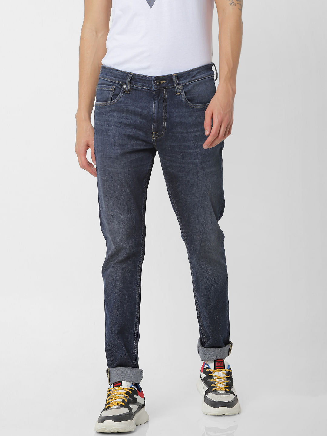 Blue Low Rise Washed Glenn Slim Fit Jeans