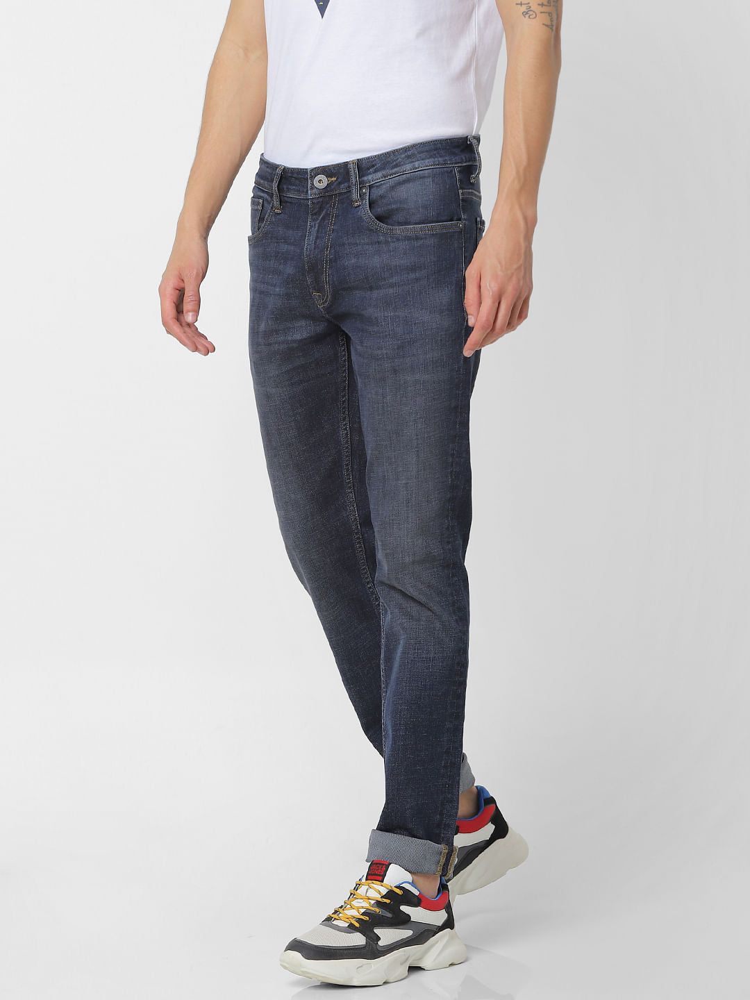 Blue Low Rise Washed Glenn Slim Fit Jeans