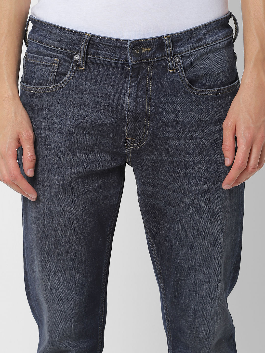 Blue Low Rise Washed Glenn Slim Fit Jeans