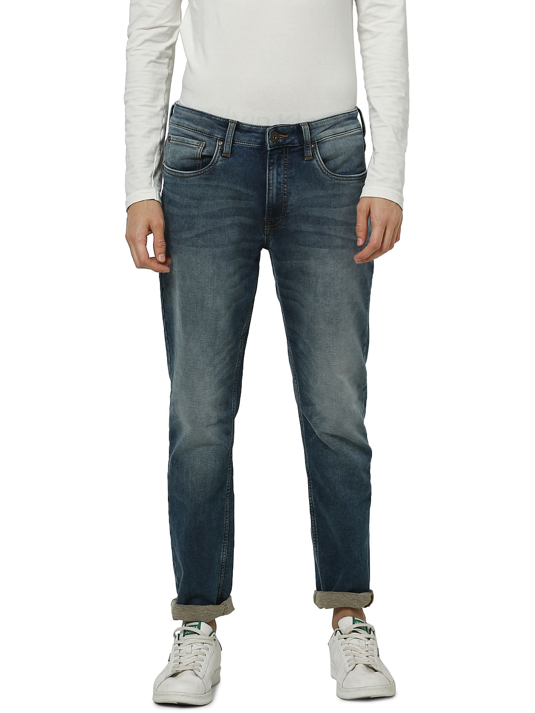 Blue Low Rise Glenn Washed Slim Fit Jeans