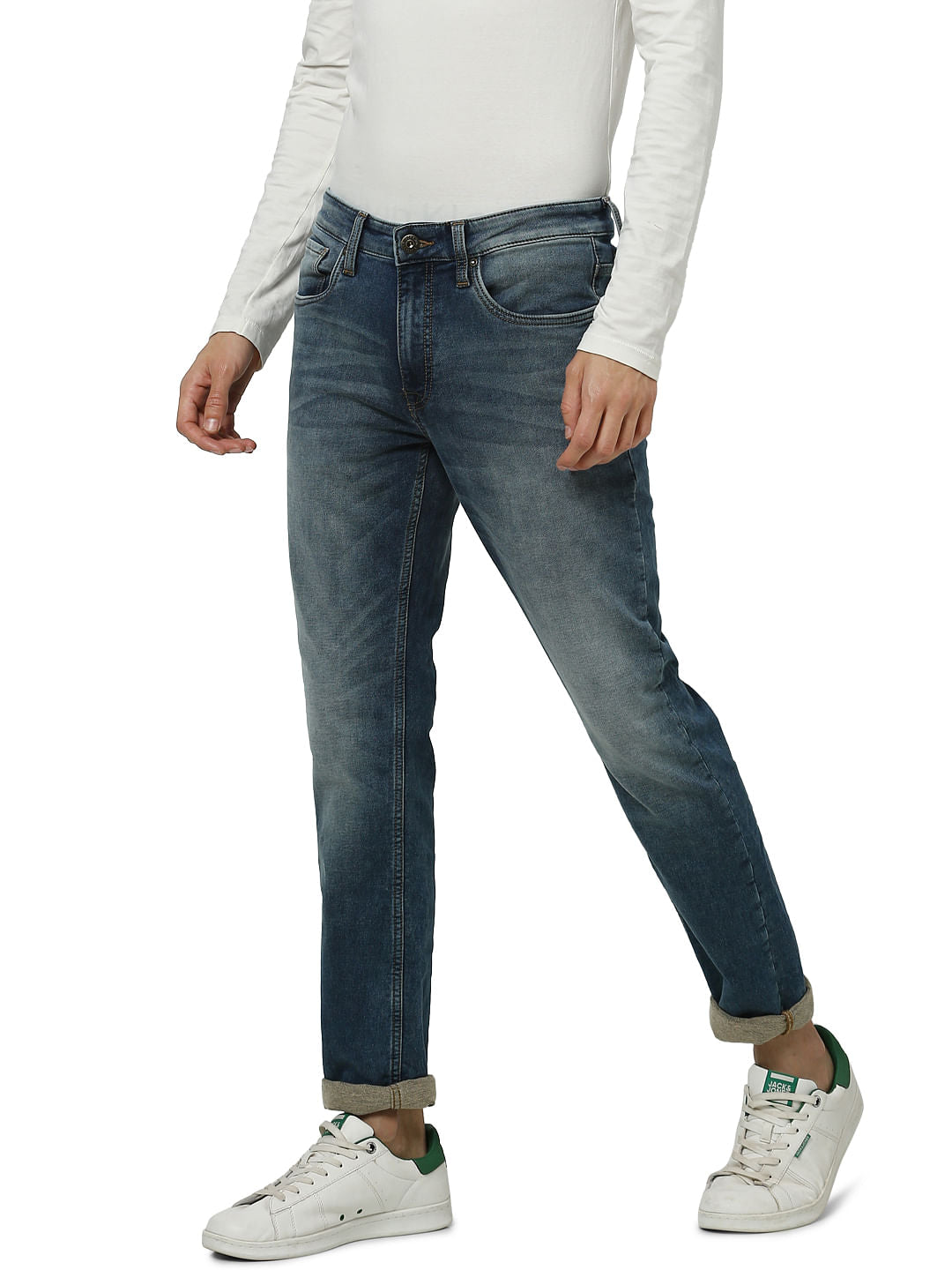 Blue Low Rise Glenn Washed Slim Fit Jeans
