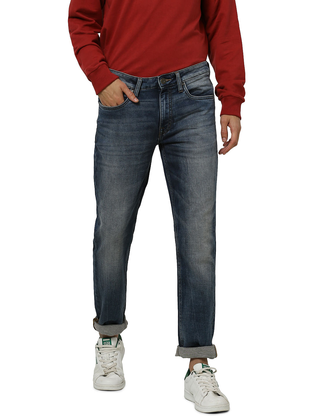 Blue Low Rise Glenn Washed Slim Fit Jeans