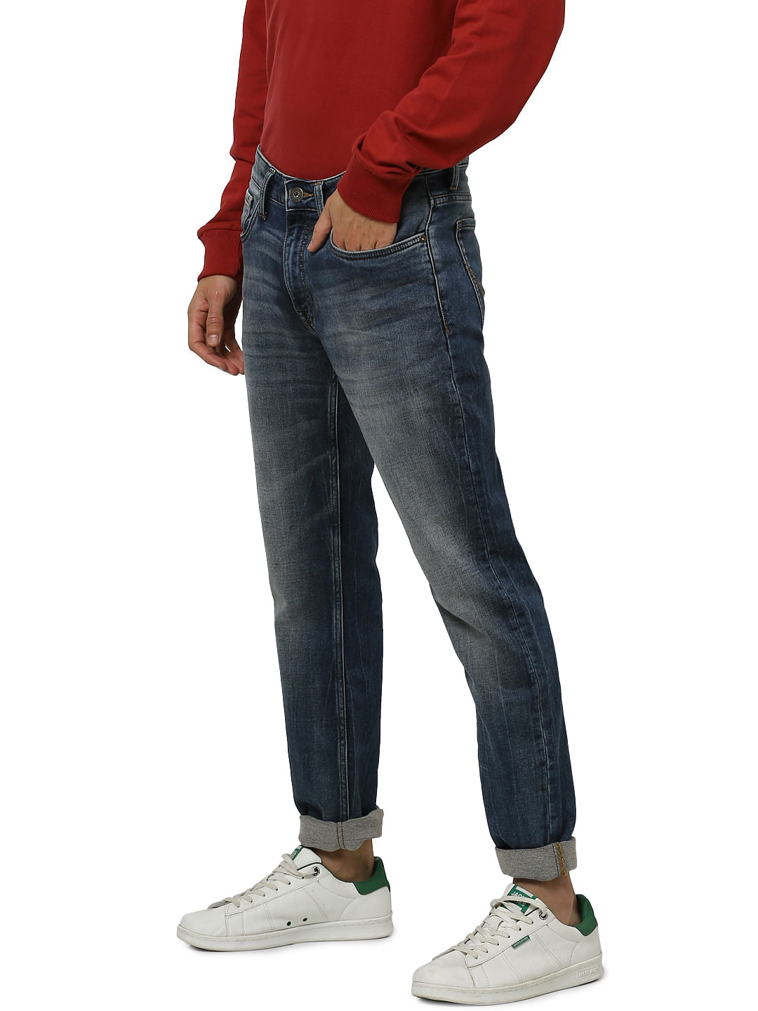 Blue Low Rise Glenn Washed Slim Fit Jeans