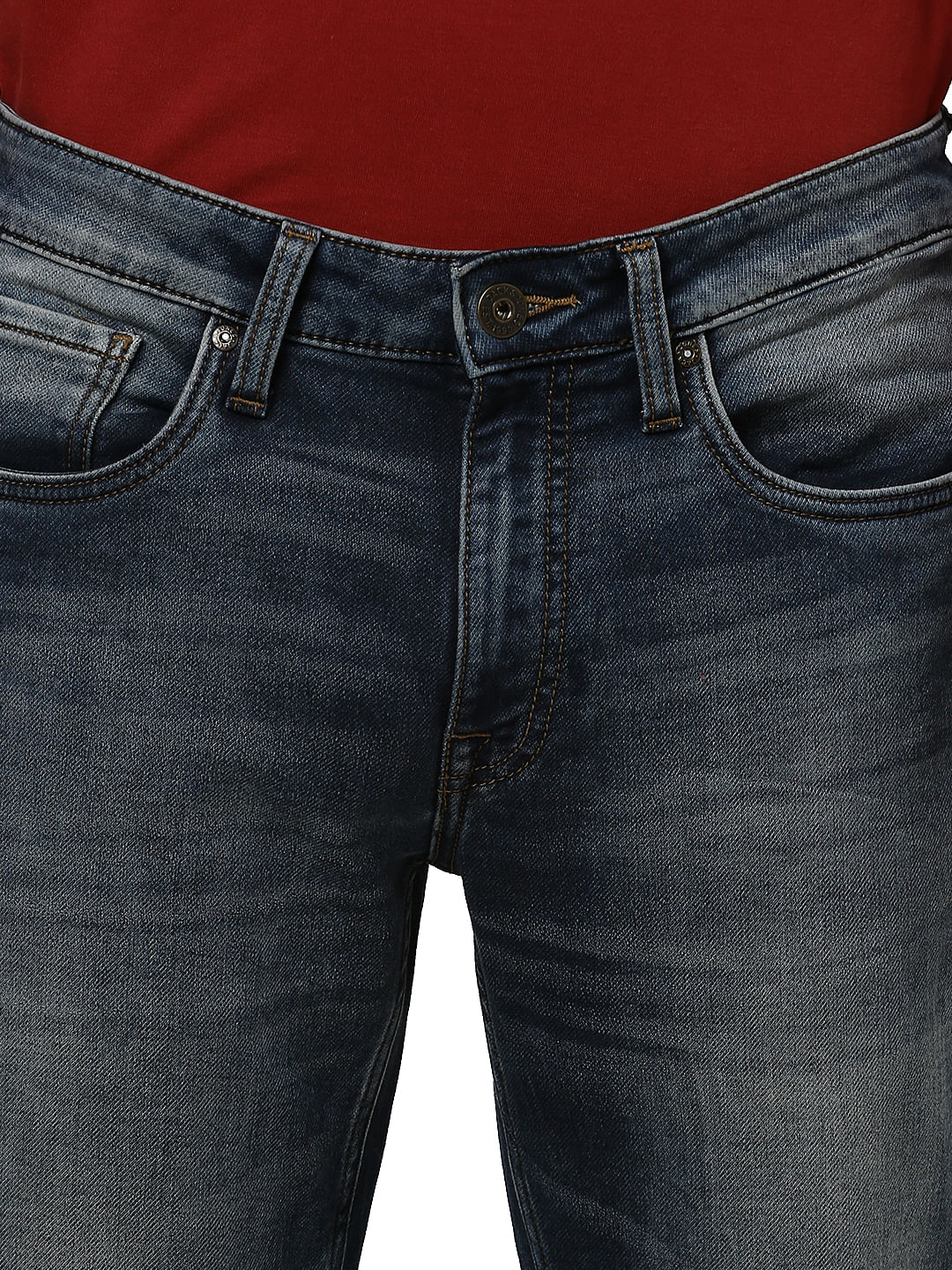 Blue Low Rise Glenn Washed Slim Fit Jeans