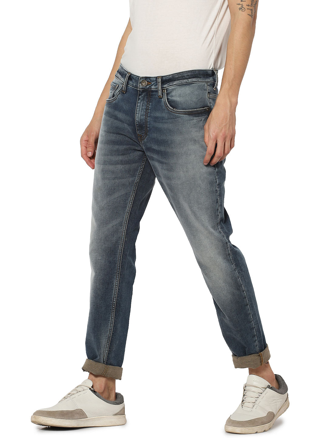 Blue Low Rise Glenn Washed Slim Fit Jeans