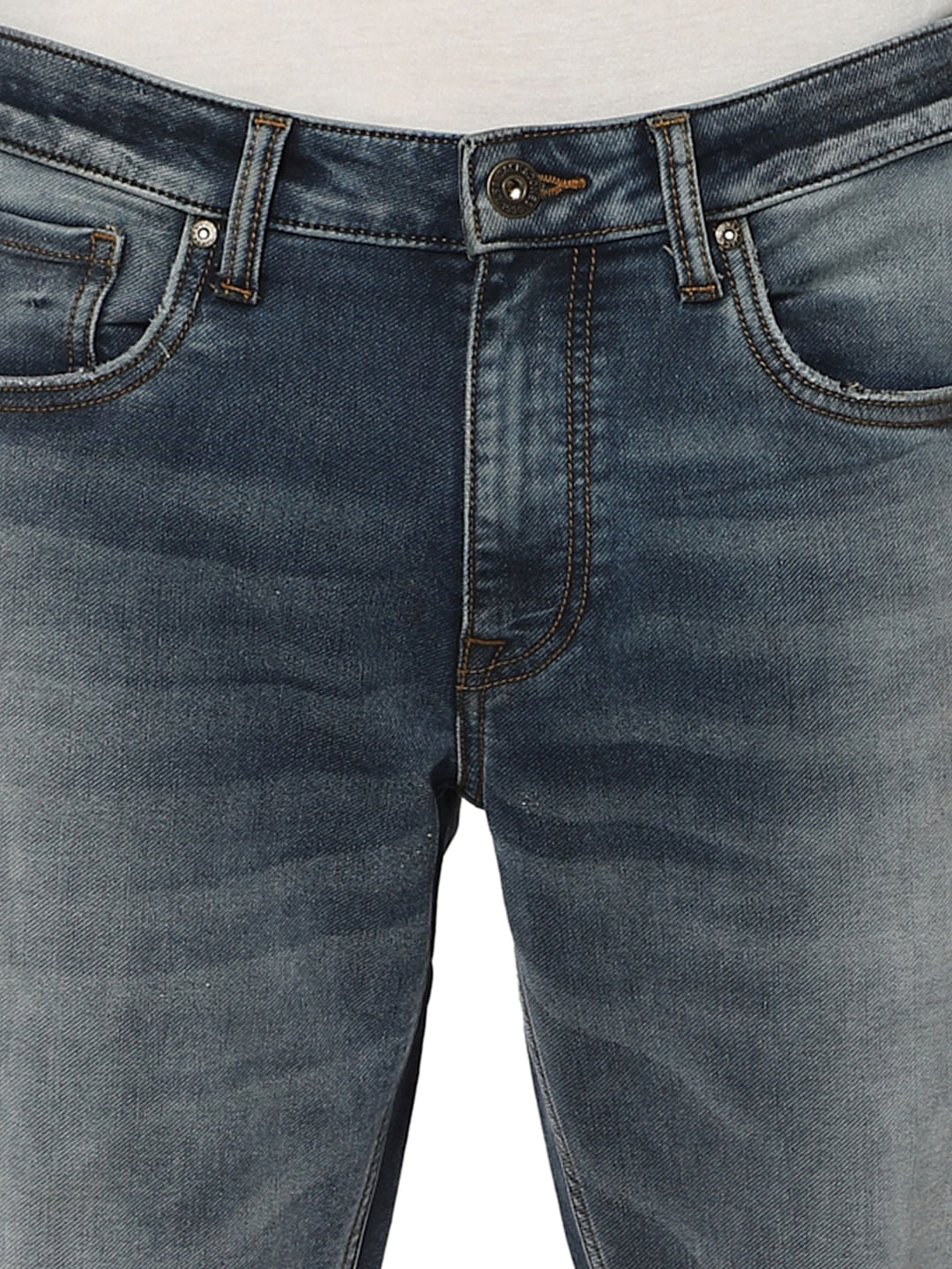 Blue Low Rise Glenn Washed Slim Fit Jeans
