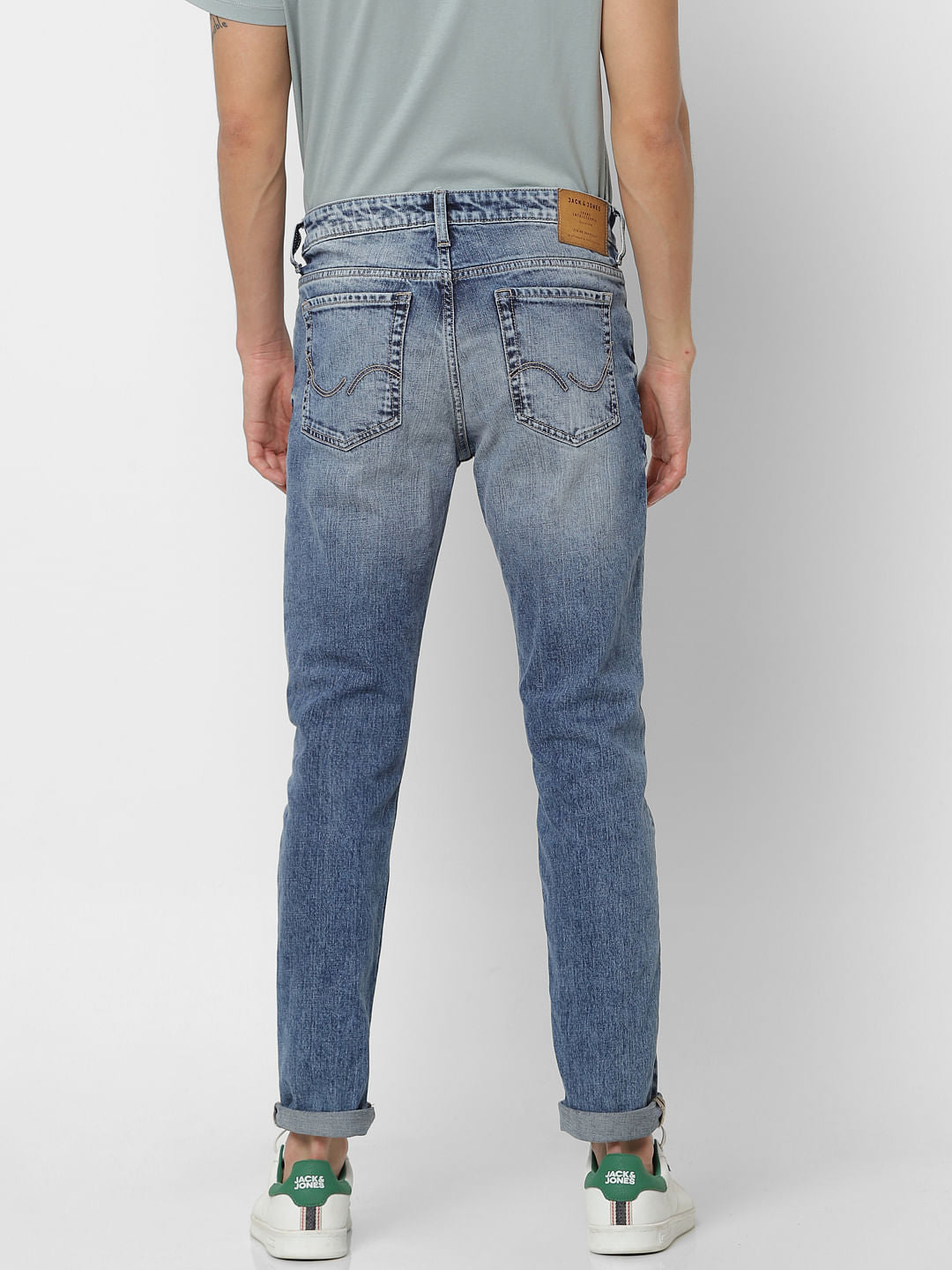 Blue Low Rise Glenn Distressed Slim Fit Jeans