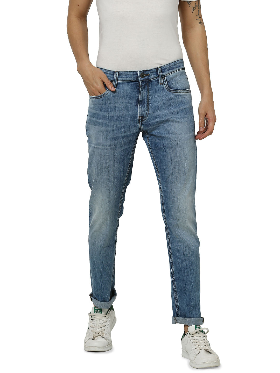 Blue Low Rise Tim Washed Anti Fit Jeans