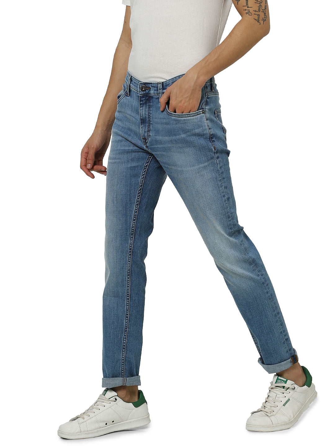Blue Low Rise Tim Washed Anti Fit Jeans
