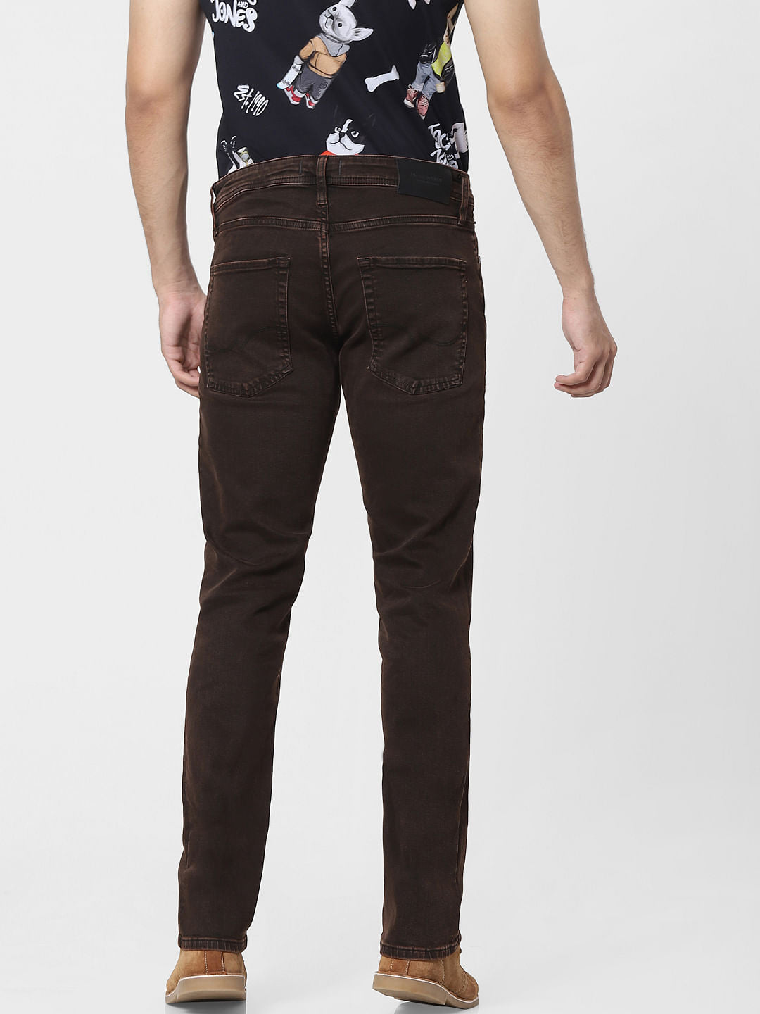 Brown Mid Rise Clark Regular Fit Jeans