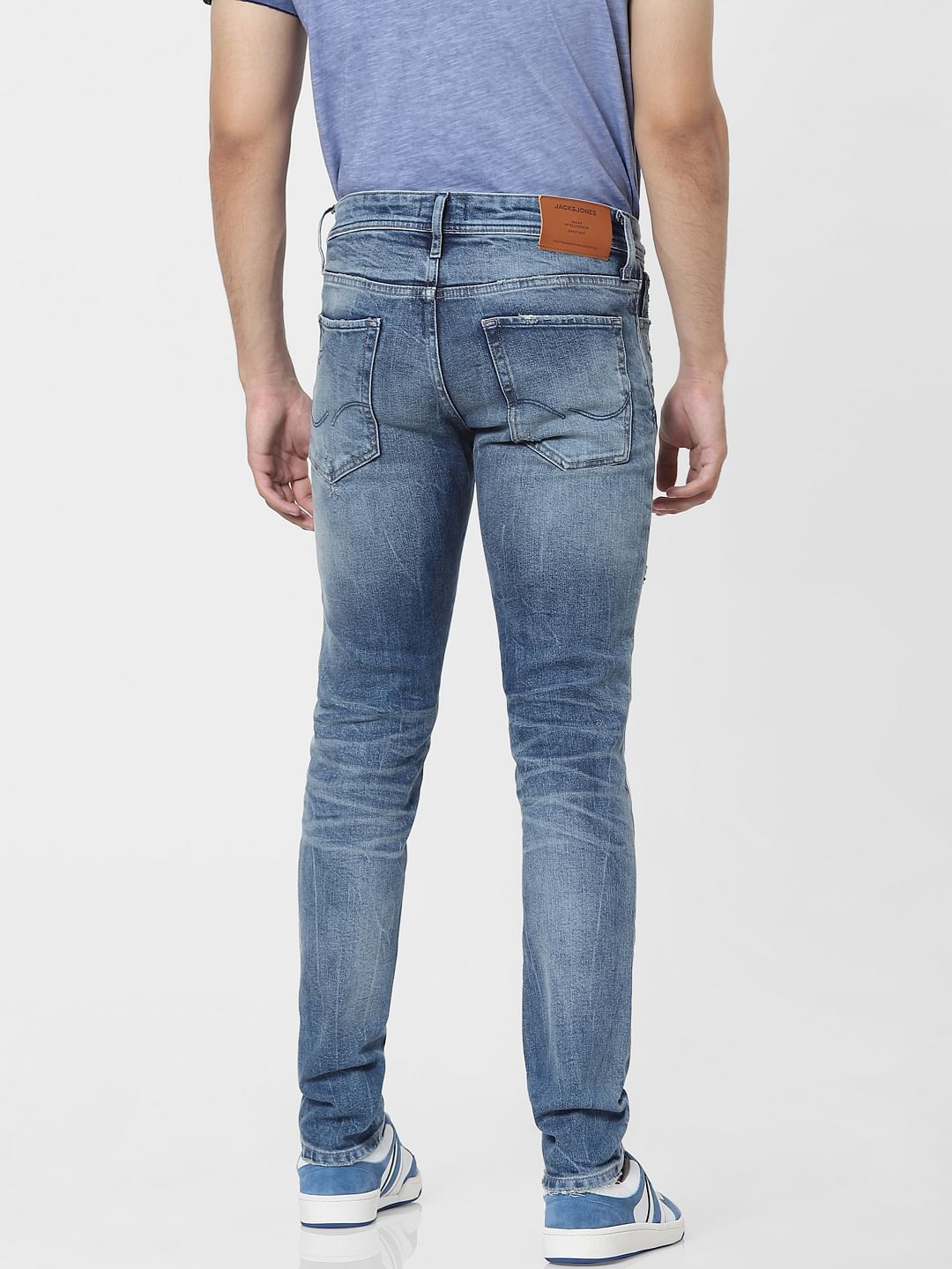 Blue Low Rise Glenn Ripped Slim Jeans
