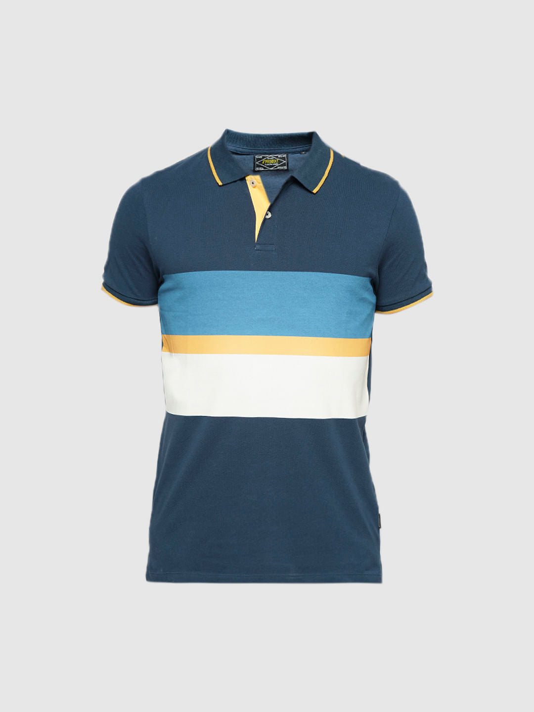 PRODUKT by JACK&JONES Blue Colourblocked Cotton Polo