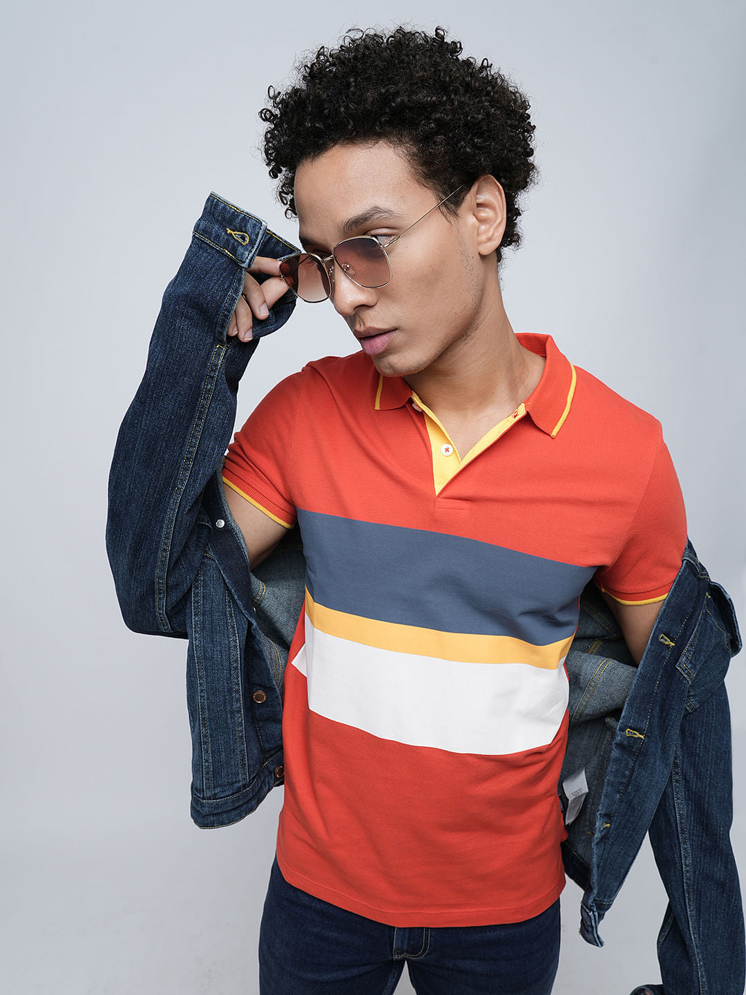 PRODUKT by JACK&JONES Red Colourblocked Cotton Polo - S