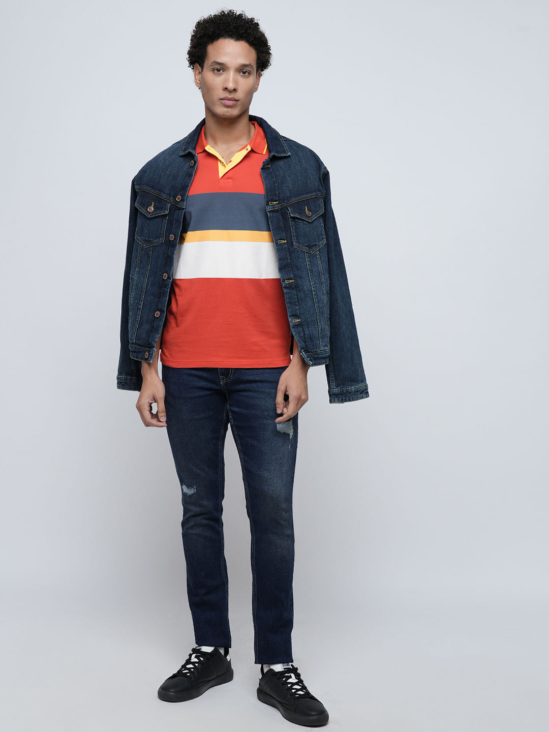 PRODUKT by JACK&JONES Red Colourblocked Cotton Polo