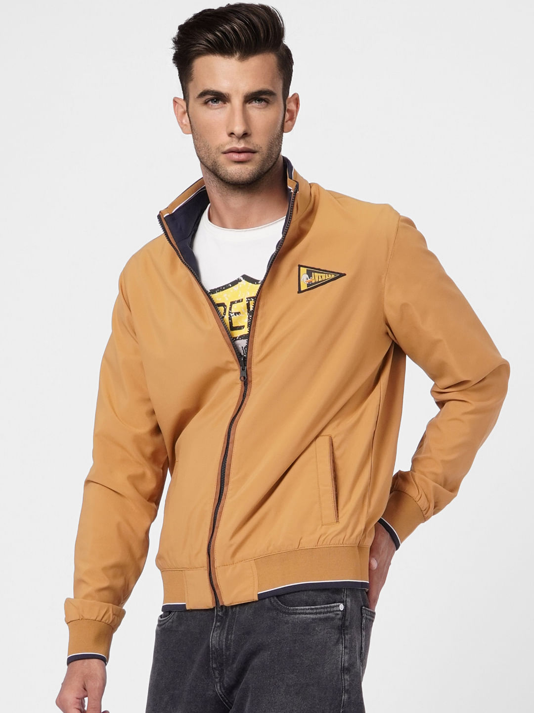 Blue High Neck Reversible Jacket