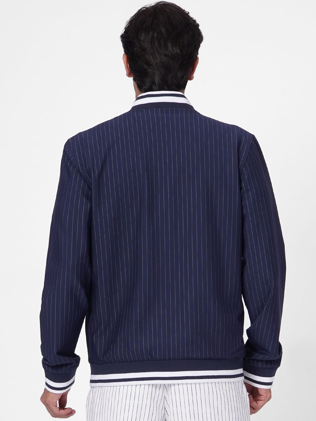 Navy Blue Striped Jacket