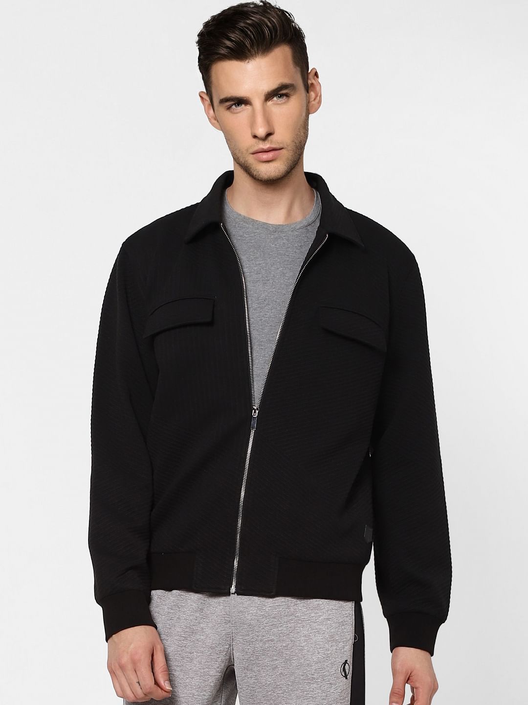 Black Textured Knit Jacket
