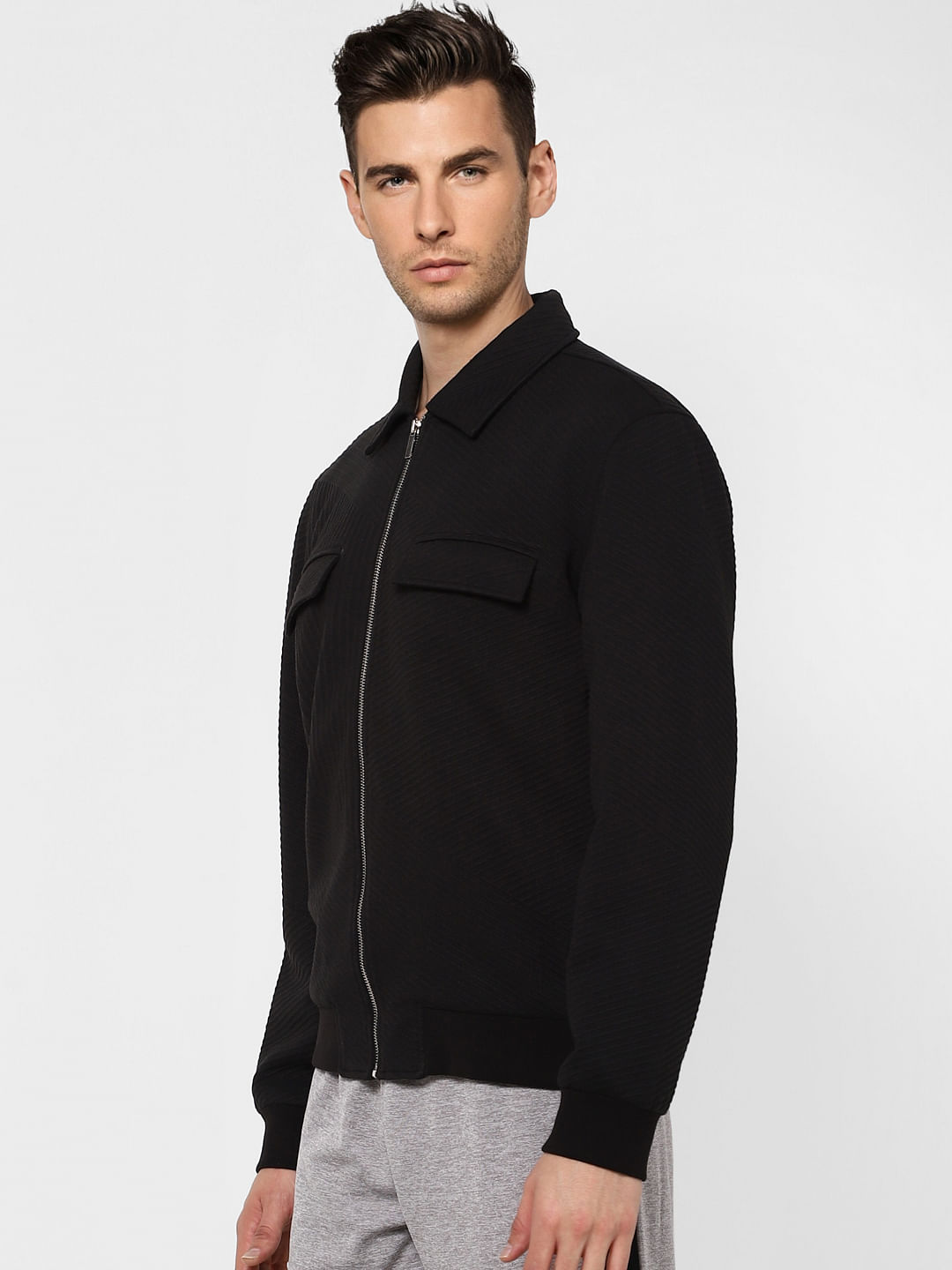 Black Textured Knit Jacket