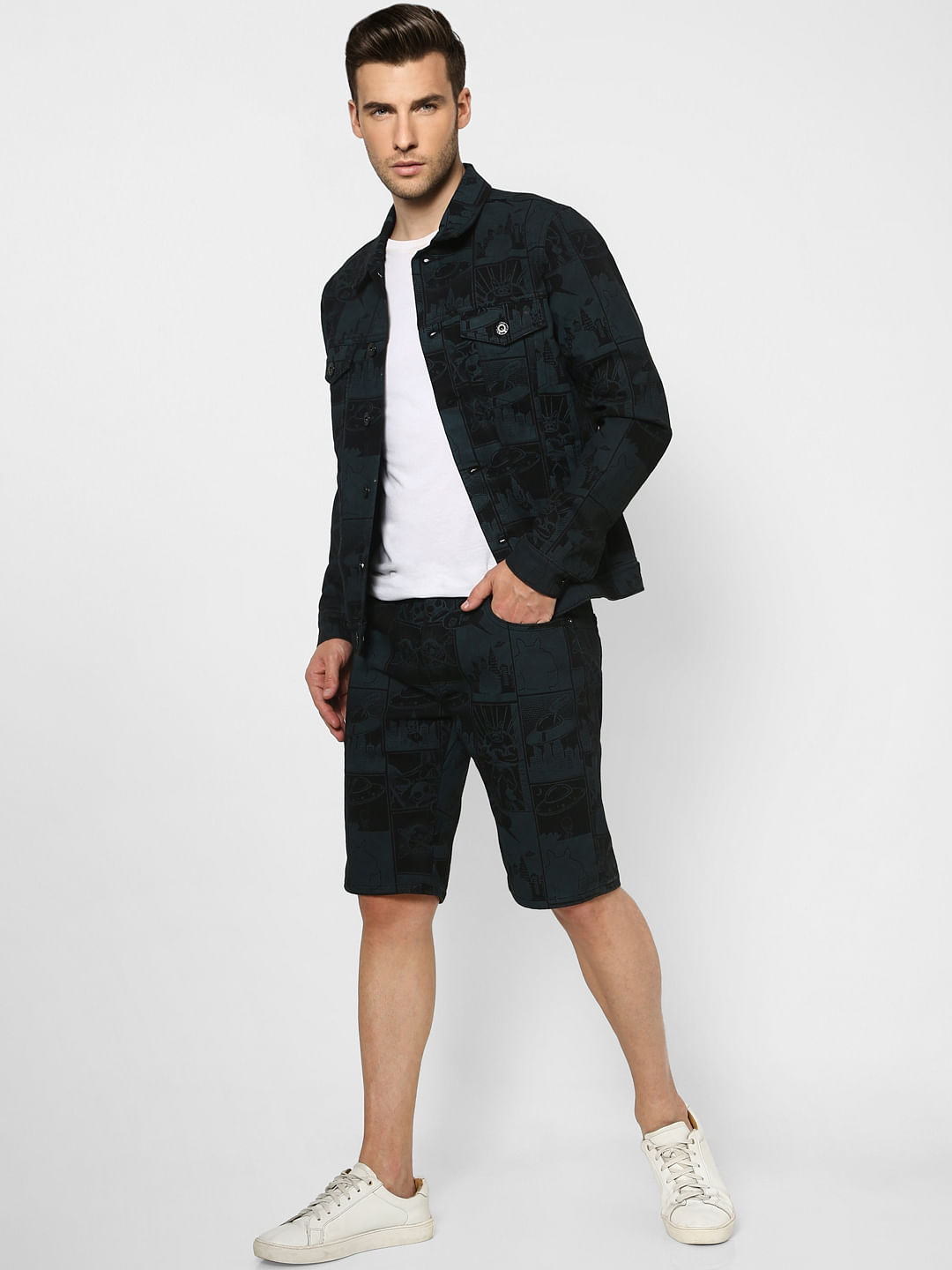 Green Graphic Print Jacket - S