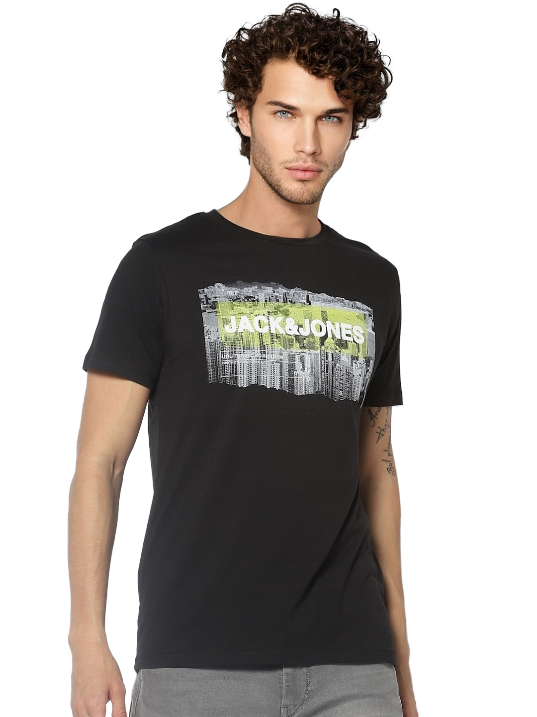 Black Logo Print Crew Neck T-shirt