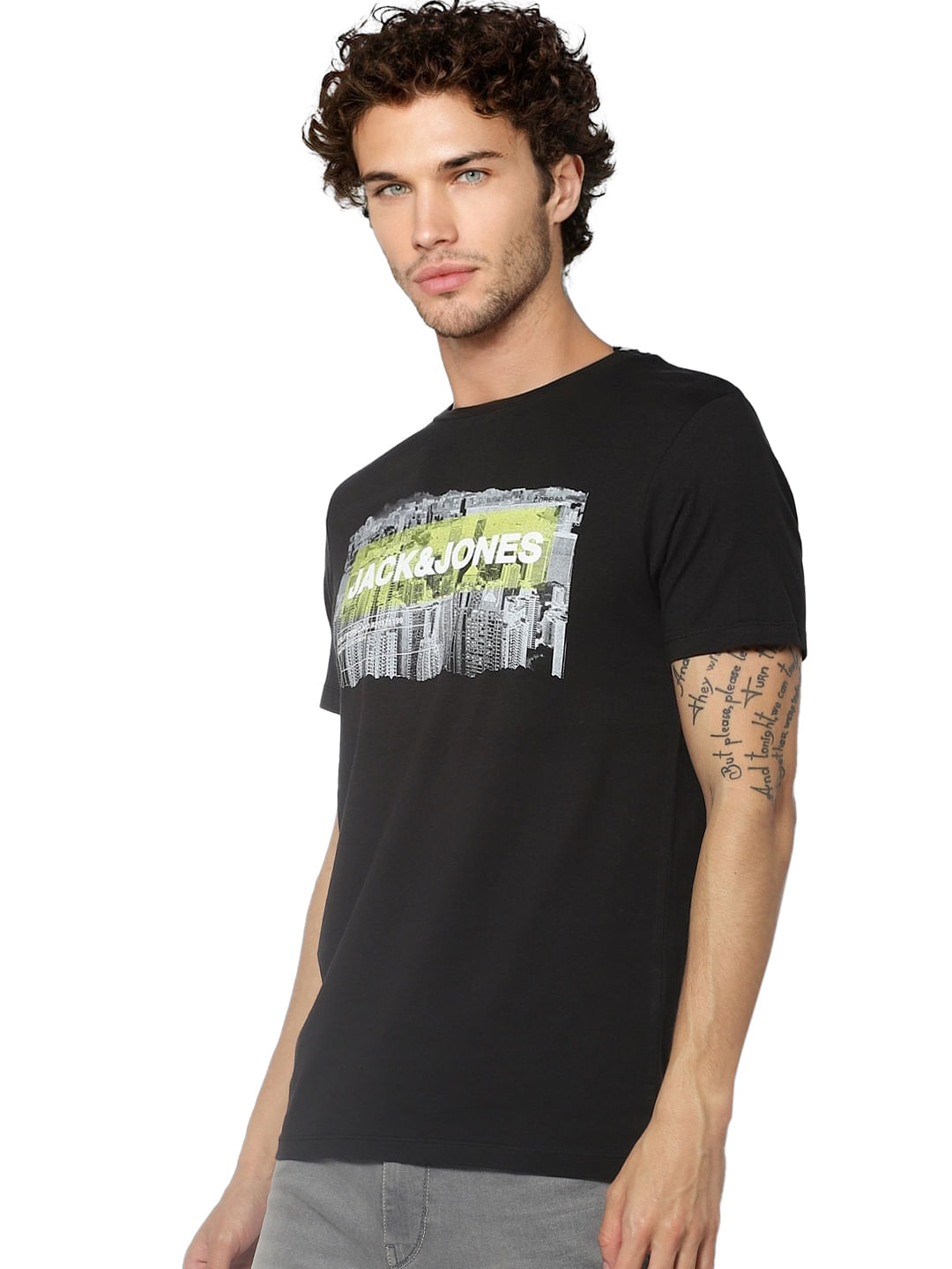 Black Logo Print Crew Neck T-shirt