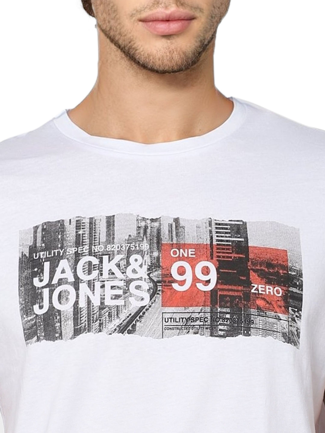 White Logo Print Crew Neck T-shirt