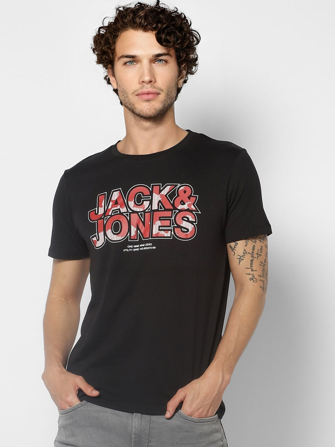 Black Logo Print Crew Neck T-shirt