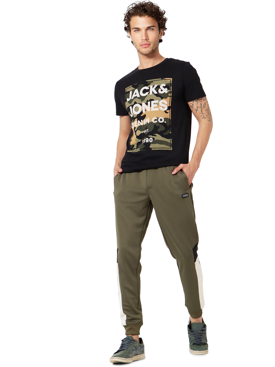 Black Graphic Logo Print Crew Neck T-shirt - S