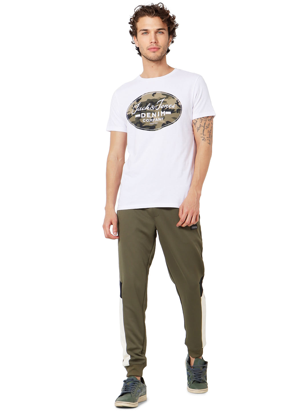 White Graphic Logo Print Crew Neck T-shirt - S