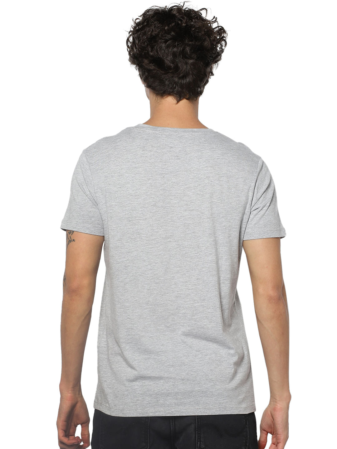 Grey Graphic Print Crew Neck T-shirt